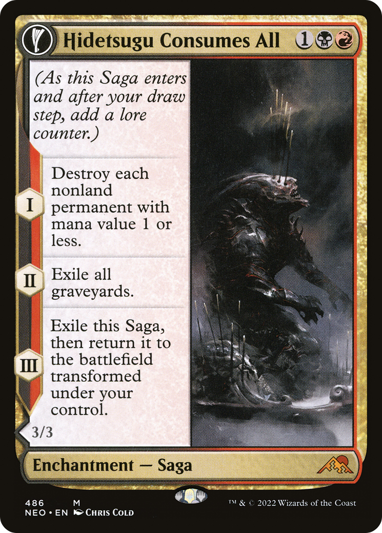 Image of Hidetsugu Consumes All (Extended Art) (NEO-486) - Kamigawa: Neon Dynasty: (Extended Art, fandfc, enchantment) Foil