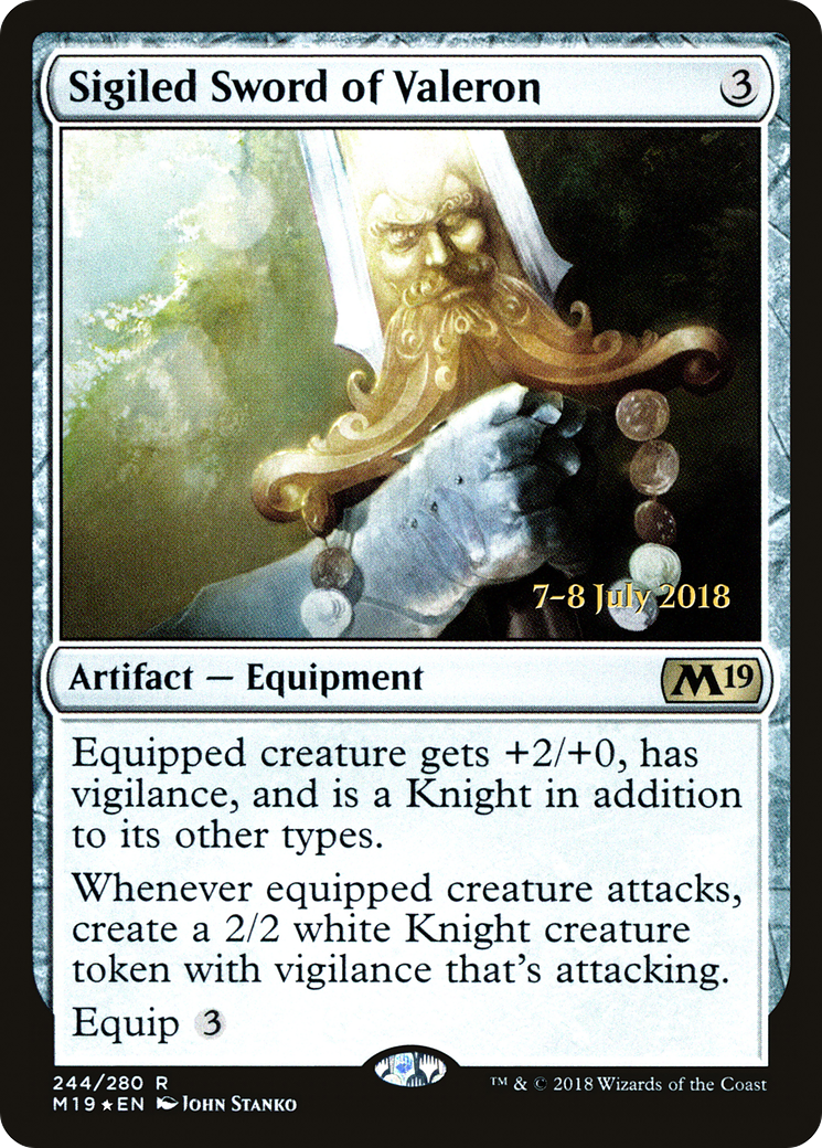 Image of Sigiled Sword of Valeron (PRE-244S) - Core Set 2019 Promos Foil