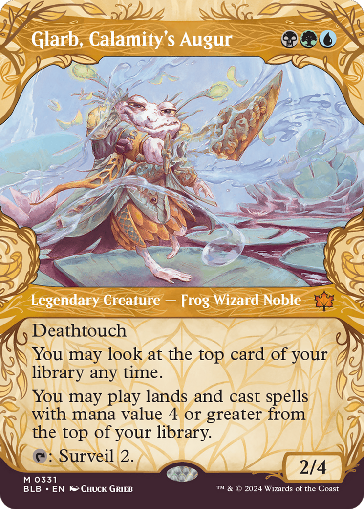 Image of Glarb, Calamity's Augur (Showcase) (BLB-331) - Bloomburrow: (Showcase) (Borderless) Foil