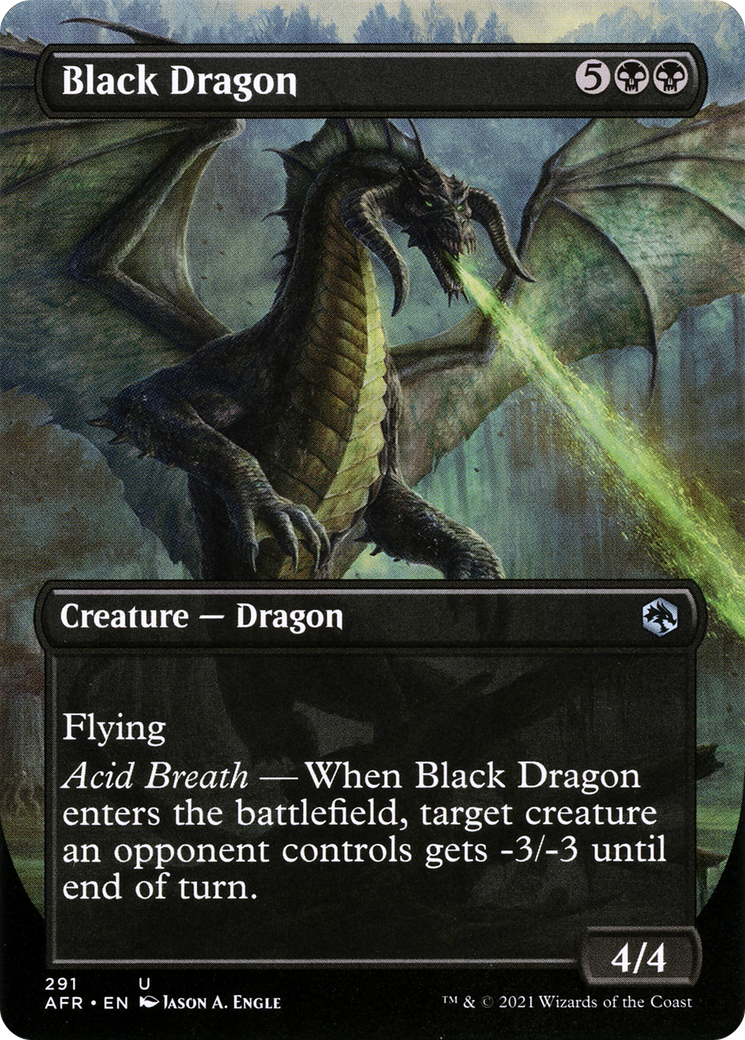 Image of Black Dragon (Borderless) (AFR-291) - Adventures in the Forgotten Realms (Borderless) Foil