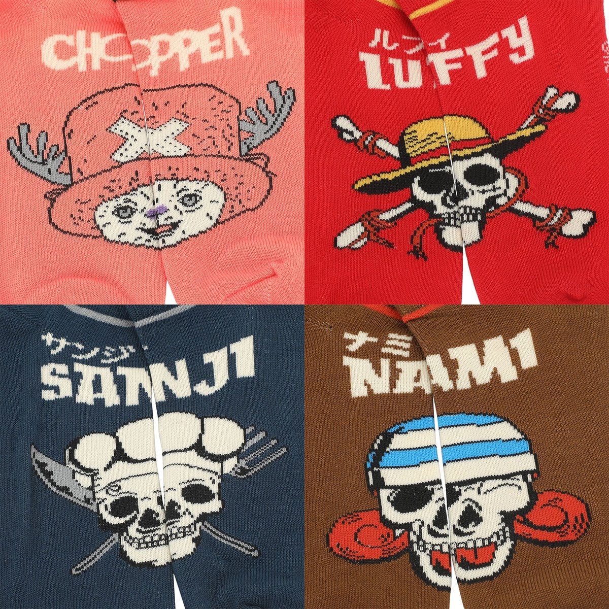 Image of Pre Order One Piece Jolly Rogers with Chopper Ankle Socks 5-Pack
