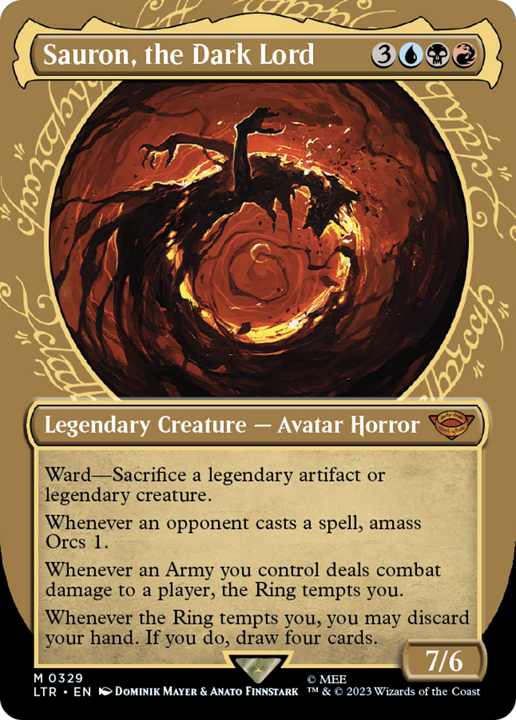 Image of Sauron, the Dark Lord (Showcase) (LTR-329) - The Lord of the Rings: Tales of Middle-earth: (Showcase) (Borderless) Foil