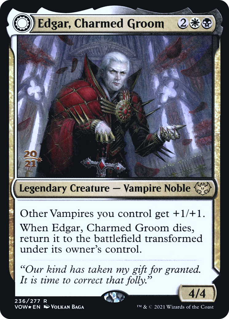Image of Edgar, Charmed Groom (PRE-236) - Innistrad: Crimson Vow Promos: (Double Faced Transform) Foil