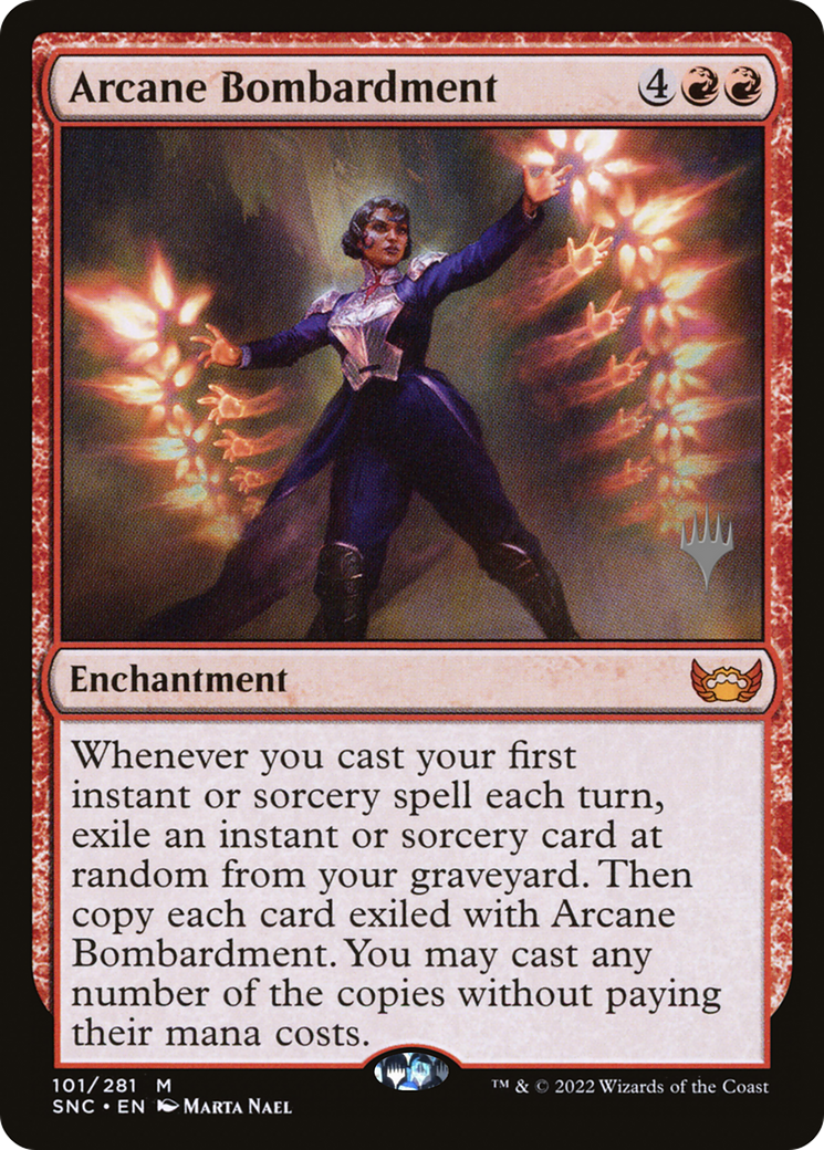 Image of Arcane Bombardment (PSNC-101P) - Streets of New Capenna Promos Foil