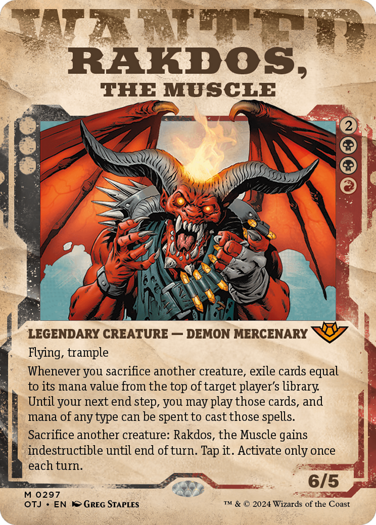 Image of Rakdos, the Muscle (Showcase) (OTJ-297) - Outlaws of Thunder Junction: (Showcase) (Borderless) Foil