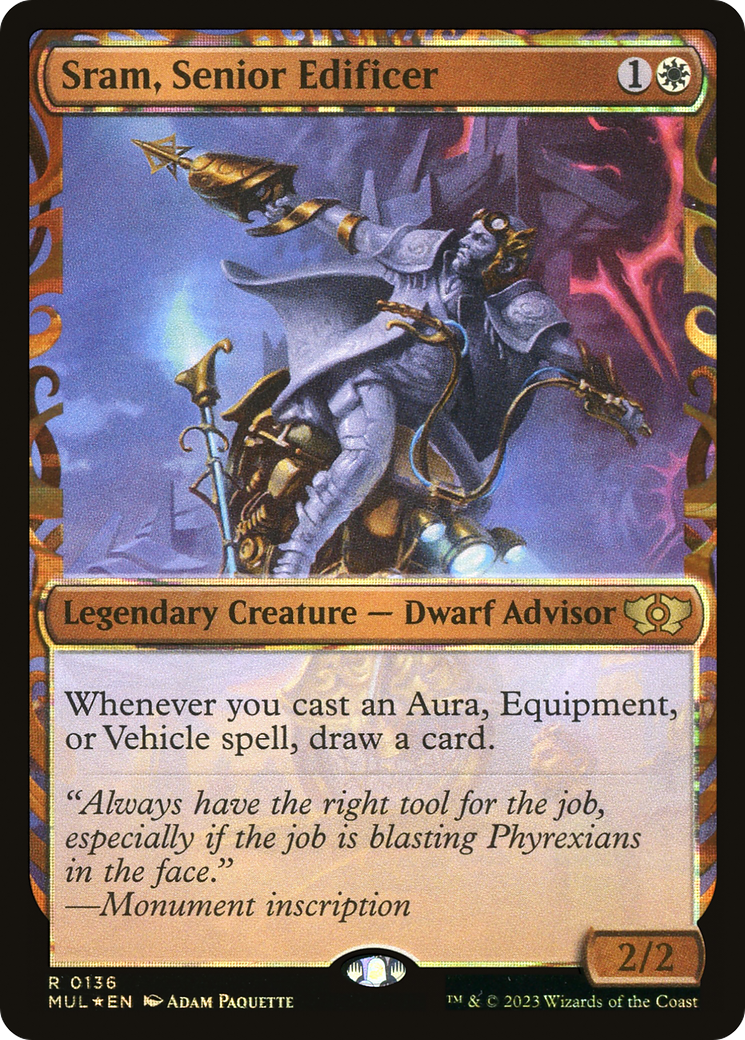 Image of Sram, Senior Edificer (Halo Foil) (MUL-136) - Multiverse Legends: (Showcase) Foil