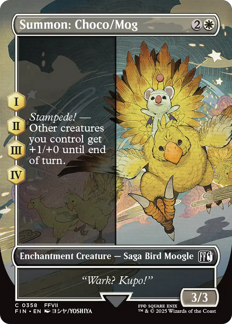 Image of Summon: Choco/Mog (Borderless) (FIN-358) - FINAL FANTASY: (enchantment) (Borderless) Foil