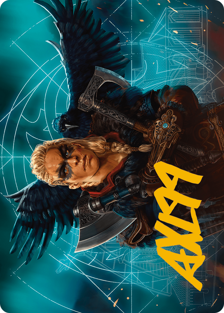 Image of Eivor, Wolf-Kissed Art Card (Gold-Stamped Signature) (ASACR-017) - Assassin's Creed Art Series (Borderless)