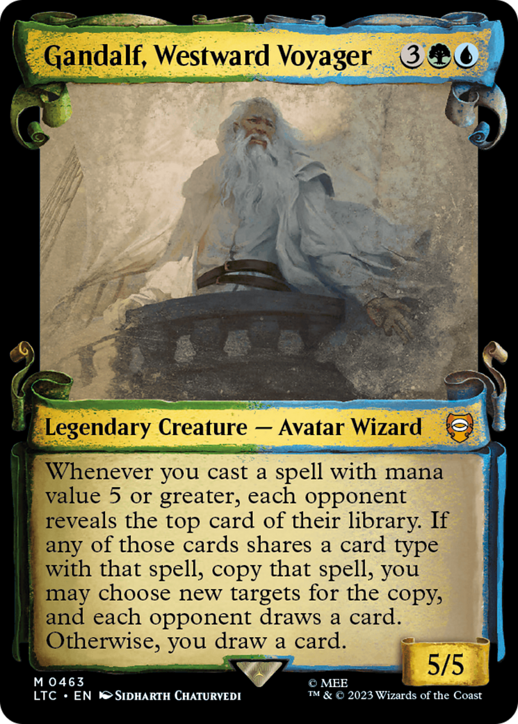 Image of Gandalf, Westward Voyager (Showcase Scrolls) (LTC-463) - Tales of Middle-earth Commander: (Showcase) Foil