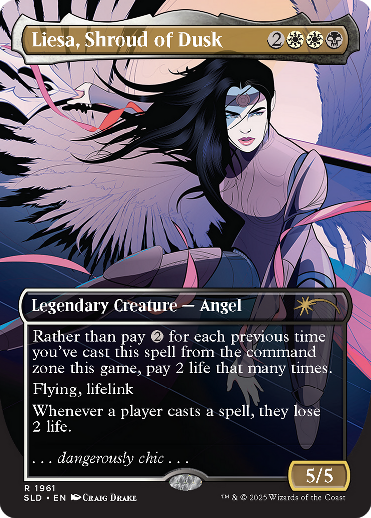 Image of Liesa, Shroud of Dusk (SLD-1961) - Secret Lair Drop (Borderless) Foil