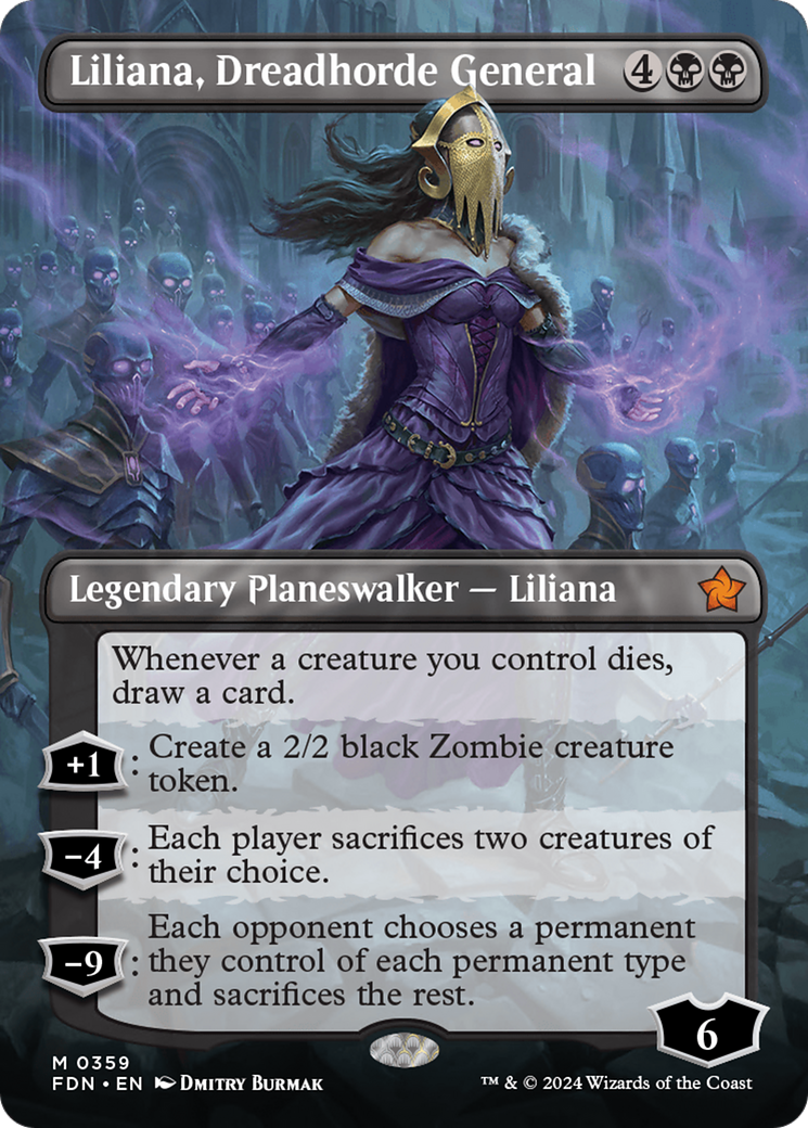Image of Liliana, Dreadhorde General (Borderless) (FDN-359) - Foundations (Borderless) Foil