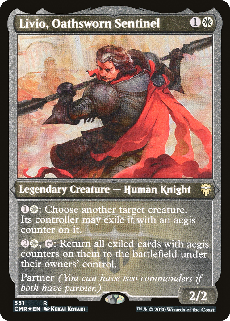 Image of Livio, Oathsworn Sentinel (Foil Etched) (CMR-551) - Commander Legends Foil