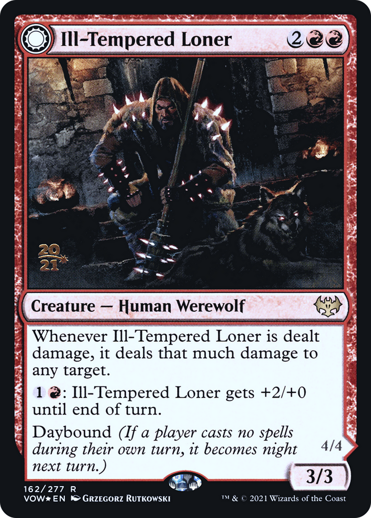 Image of Ill-Tempered Loner (PRE-162) - Innistrad: Crimson Vow Promos: (Double Faced Transform) Foil