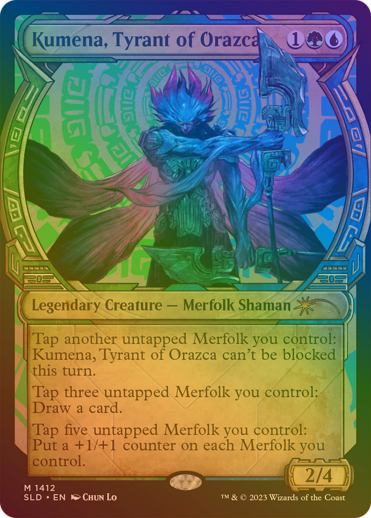 Image of Kumena, Tyrant of Orazca (Rainbow Foil) (SLD-1412) - Secret Lair Drop: (Showcase) Foil