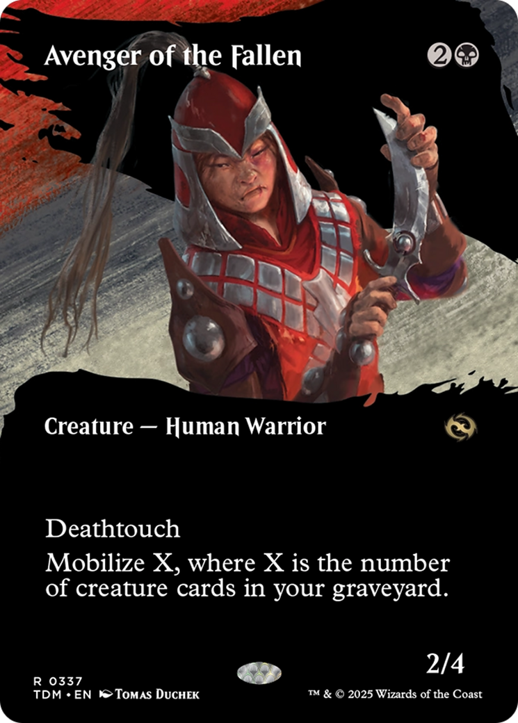 Image of Avenger of the Fallen (Borderless) (TDM-337) - Tarkir: Dragonstorm: (Showcase) (Borderless) Foil