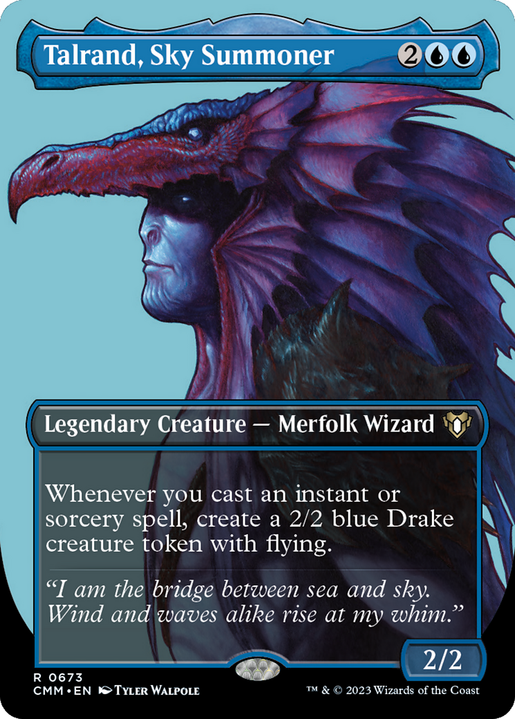 Image of Talrand, Sky Summoner (Borderless) (CMM-673) - Commander Masters (Borderless) Foil