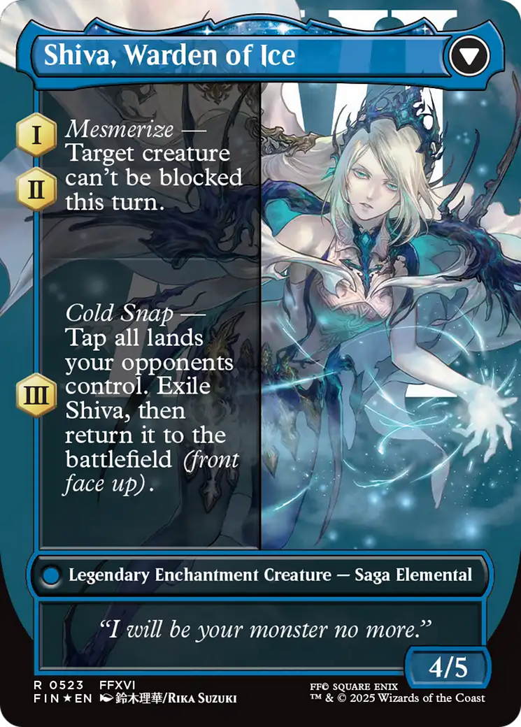 Image of Jill, Shiva's Dominant (Borderless) (Surge Foil) (FIN-523) - FINAL FANTASY: (enchantment) (Borderless) Foil
