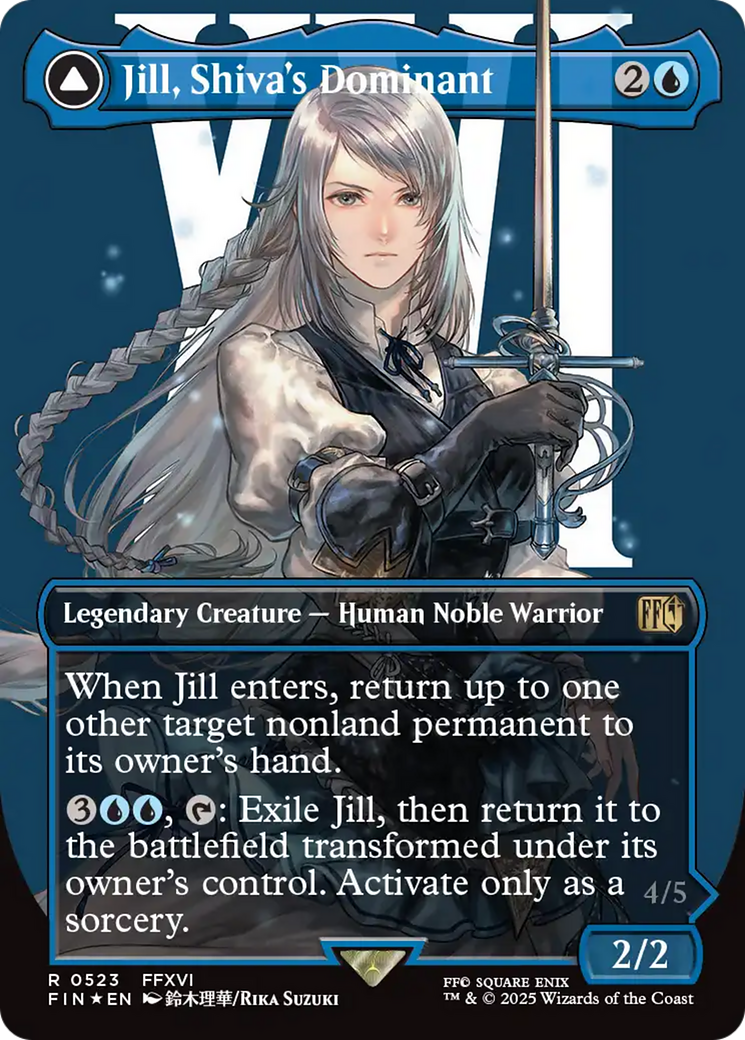Image of Jill, Shiva's Dominant (Borderless) (Surge Foil) (FIN-523) - FINAL FANTASY: (enchantment) (Borderless) Foil