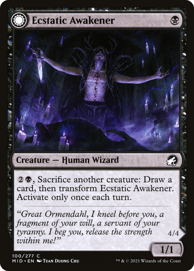 Image of Ecstatic Awakener (MID-100) - Innistrad: Midnight Hunt: (Double Faced Transform) Foil