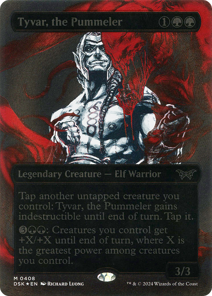 Image of Tyvar, the Pummeler (Showcase) (Textured Foil) (DSK-408) - Duskmourn: House of Horror: (Showcase) (Borderless) Foil