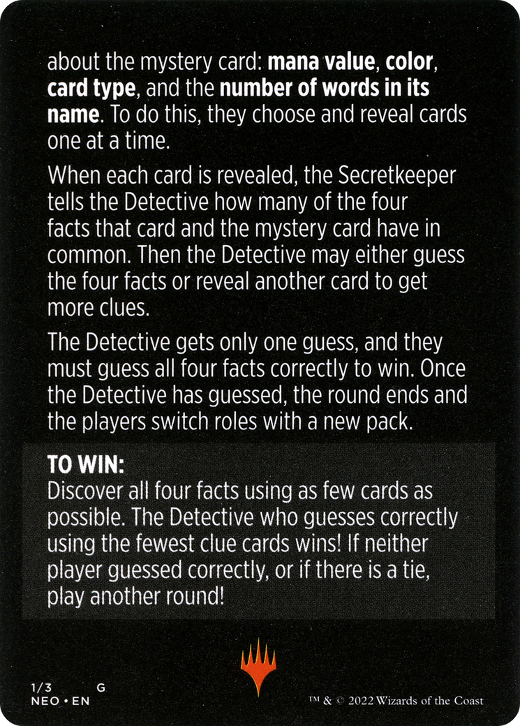Image of Booster Sleuth // Booster Sleuth (cont'd) (MNEO-001) - Kamigawa: Neon Dynasty Minigames