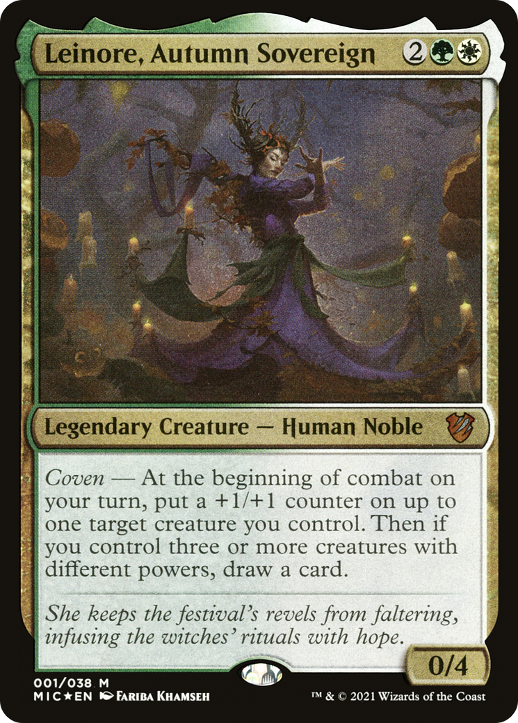 Image of Leinore, Autumn Sovereign (Display Commander) - Thick Stock (MIC-001) - Midnight Hunt Commander Display Commanders Foil
