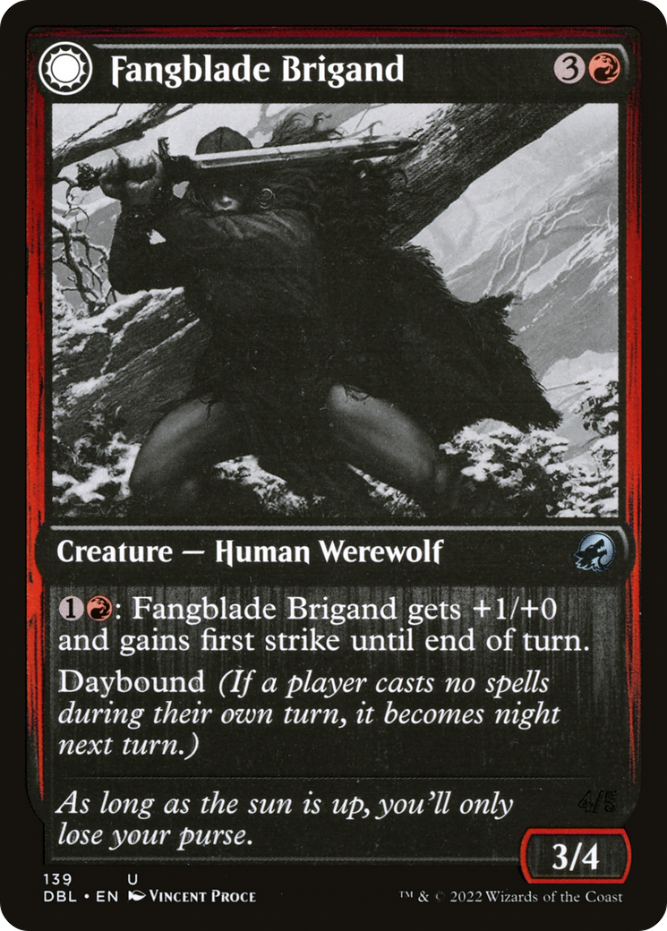 Image of Fangblade Brigand (DBL-139) - Innistrad: Double Feature: (Double Faced Transform) Foil