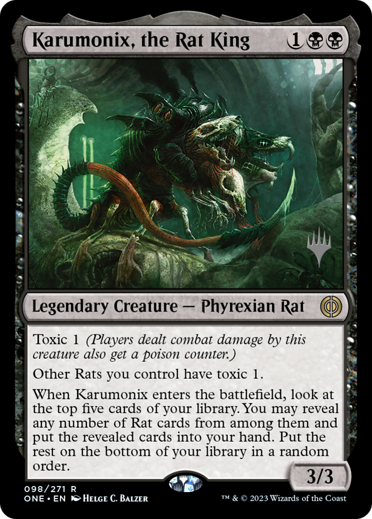 Image of Karumonix, the Rat King (PPONE-098) - Phyrexia: All Will Be One Promos Foil