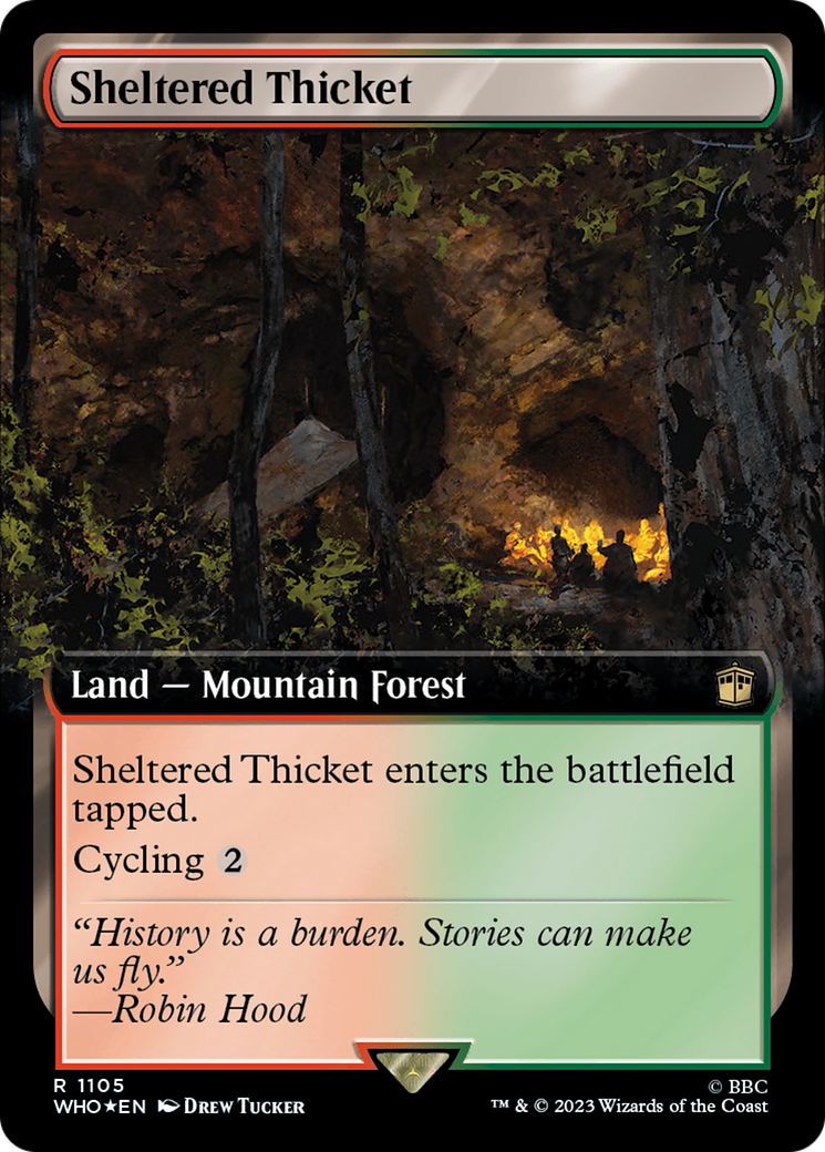 Image of Sheltered Thicket (Extended Art) (Surge Foil) (WHO-1105) - Doctor Who: (Extended Art) Foil