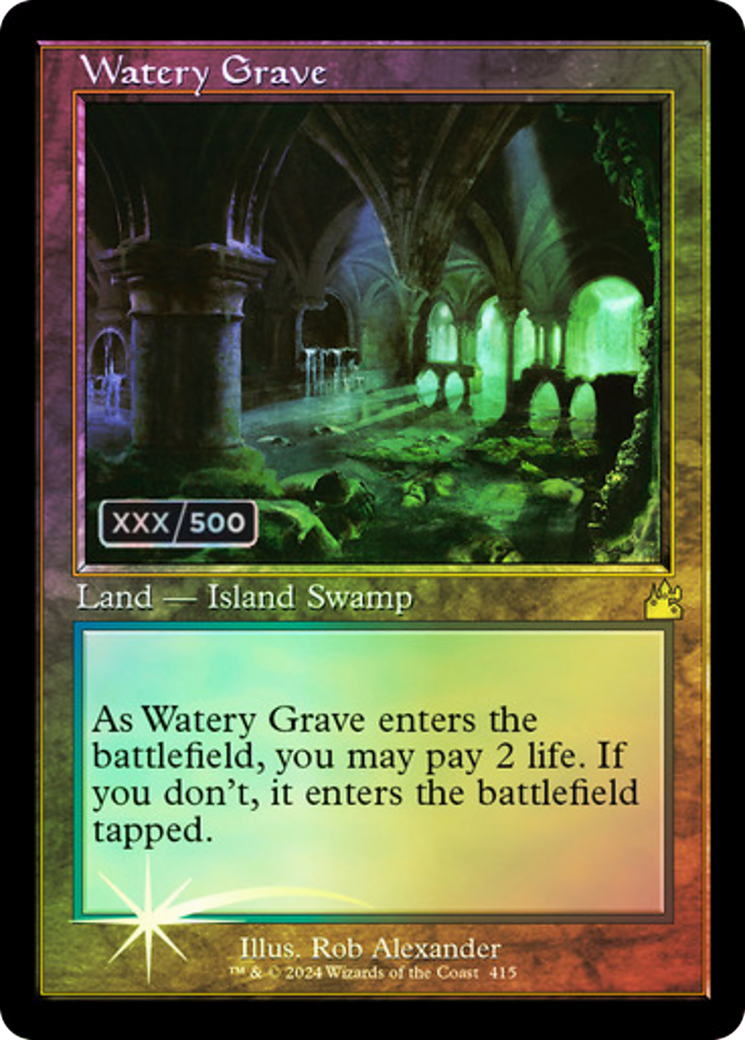 Image of Watery Grave (Retro Frame) (Serial Numbered) (RVR-415) - Ravnica Remastered Foil