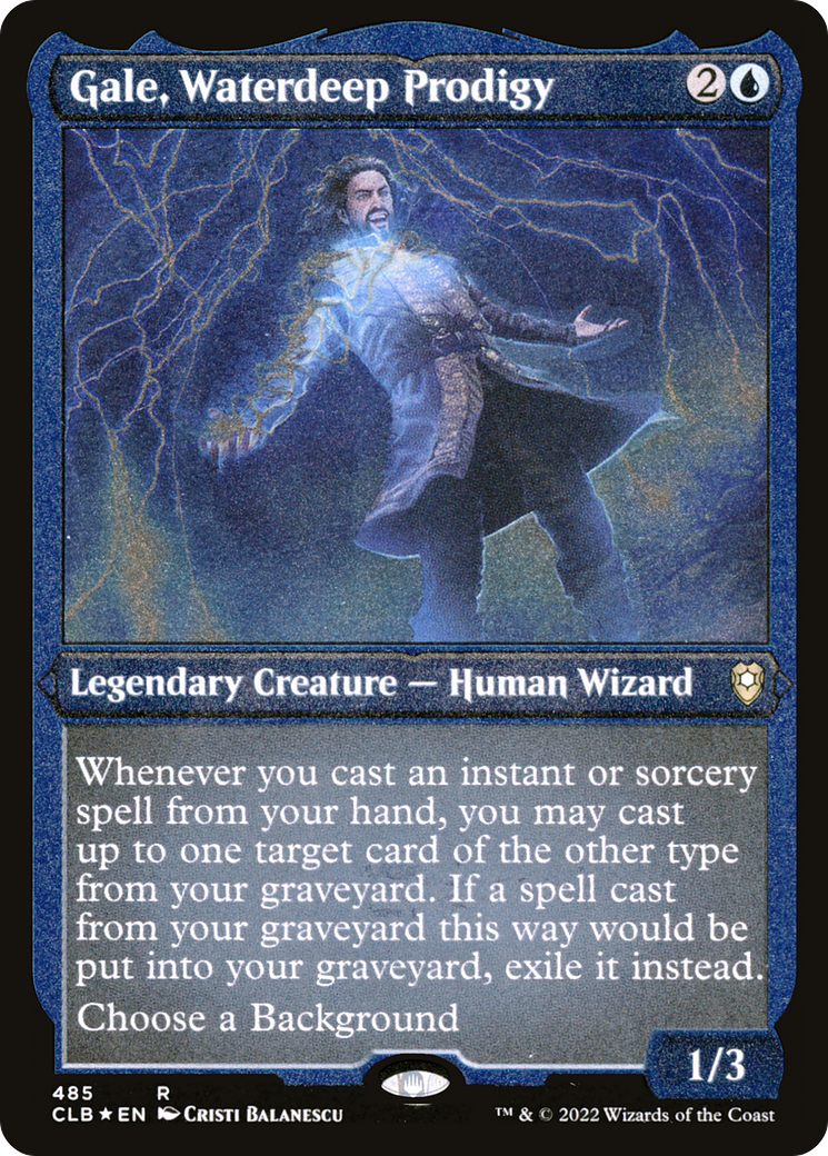Image of Gale, Waterdeep Prodigy (CLB-485) - Commander Legends: Battle for Baldur's Gate Etched Foil