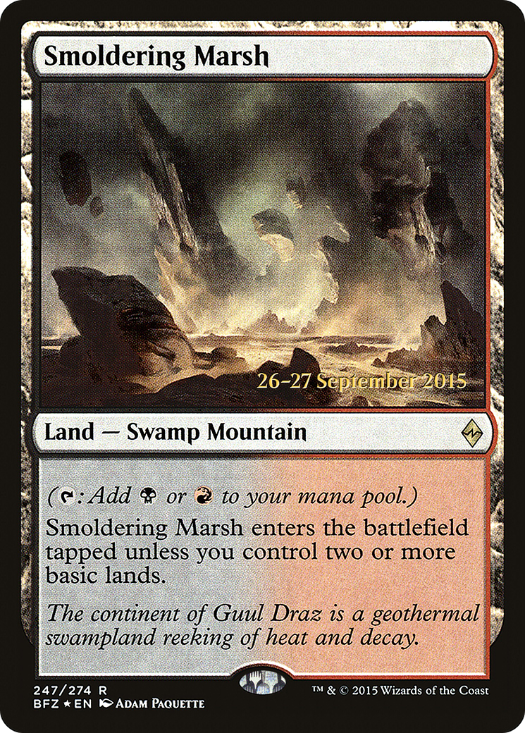 Image of Smoldering Marsh (PRE-247S) - Battle for Zendikar Promos Foil