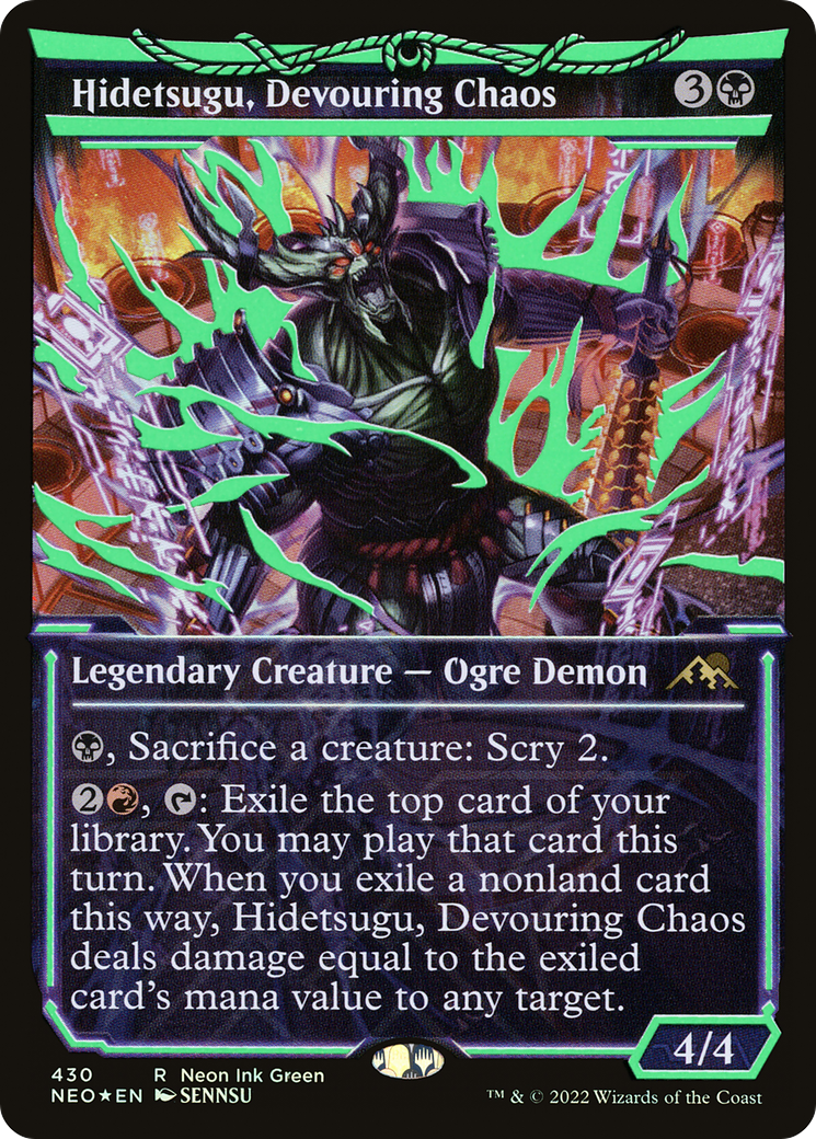 Image of Hidetsugu, Devouring Chaos (Neon Green) (NEO-430) - Kamigawa: Neon Dynasty: (Showcase) Foil