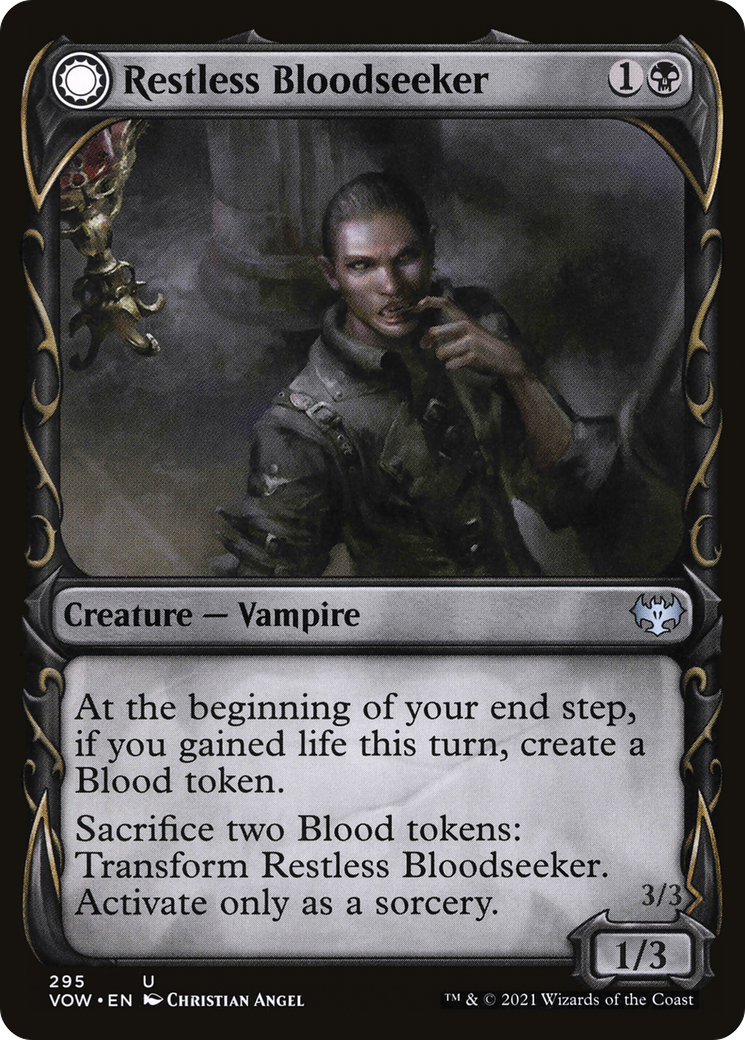 Image of Restless Bloodseeker (Showcase) (VOW-295) - Innistrad: Crimson Vow: (Showcase, Double Faced Transform)