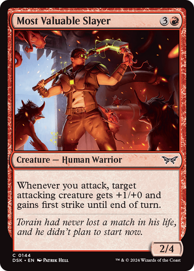 Image of Most Valuable Slayer (DSK-144) - Duskmourn: House of Horror Foil