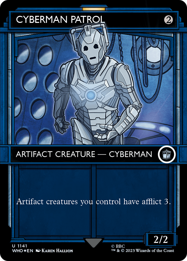 Image of Cyberman Patrol (Showcase) (Surge Foil) (WHO-1141) - Doctor Who: (Showcase) (Borderless) Foil