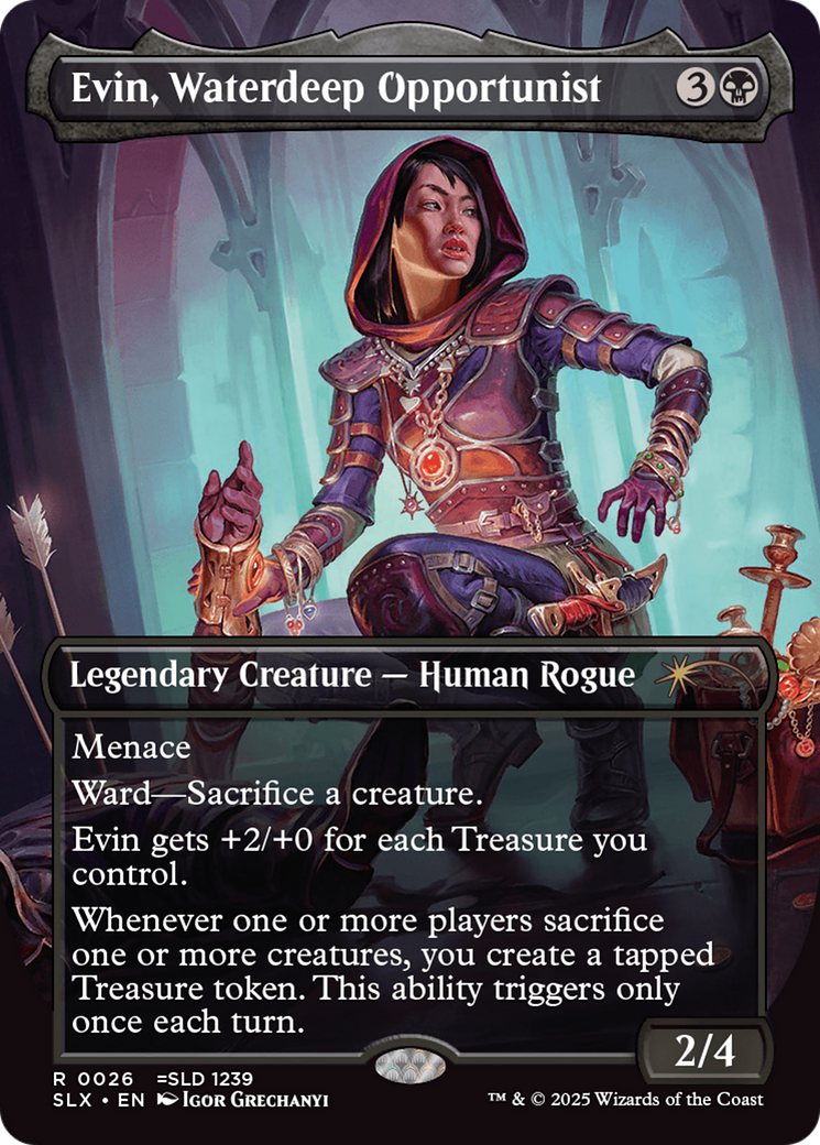 Image of Evin, Waterdeep Opportunist (SLX-026) - Universes Within (Borderless)