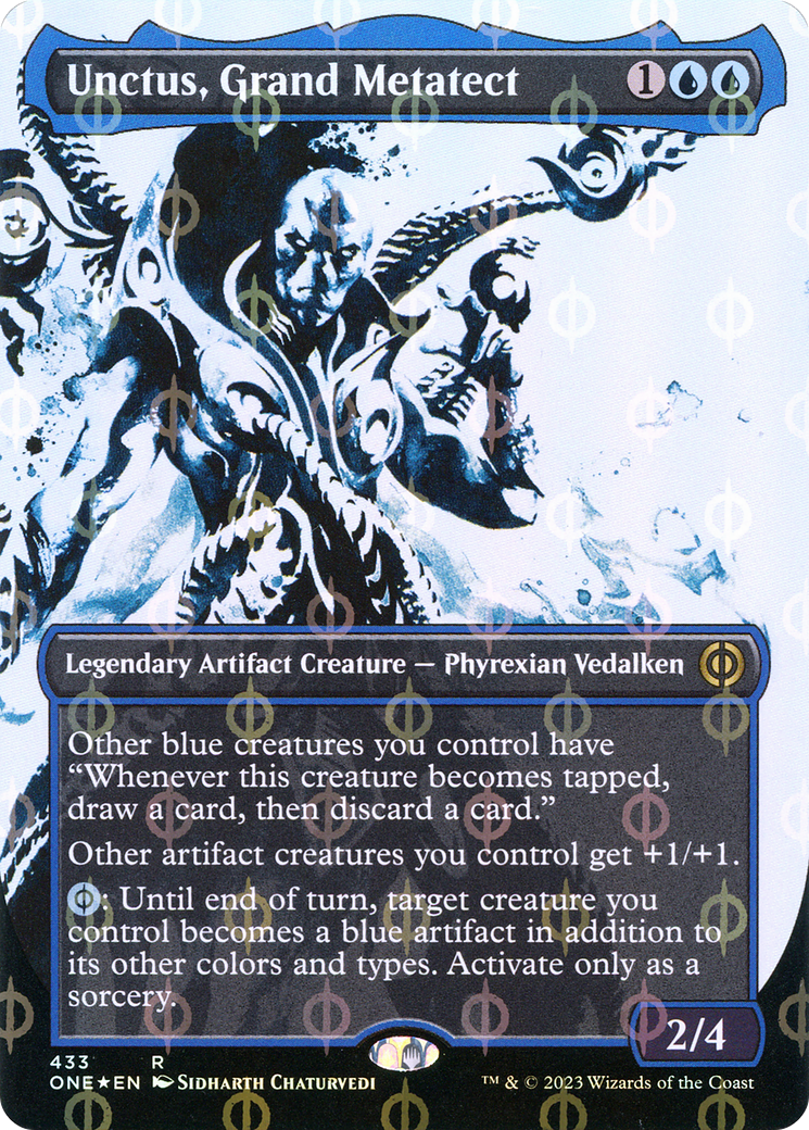 Image of Unctus, Grand Metatect (Showcase) (Step-and-Compleat Foil) (ONE-433) - Phyrexia: All Will Be One: (Showcase) (Borderless) Foil