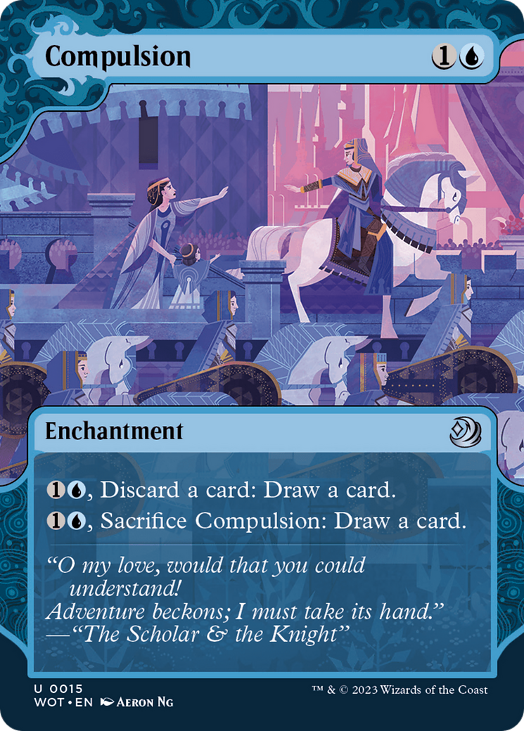 Image of Compulsion (WOT-015) - Wilds of Eldraine: Enchanting Tales: (Showcase) (Borderless) Foil