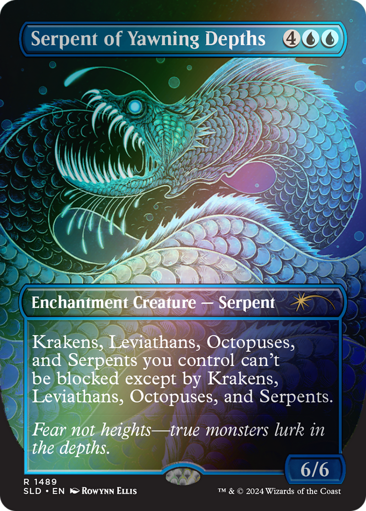 Image of Serpent of Yawning Depths (Rainbow Foil) (SLD-1489★) - Secret Lair Drop (Borderless) Foil