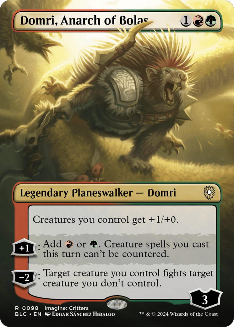 Image of Domri, Anarch of Bolas (Borderless) (BLC-098) - Bloomburrow Commander (Borderless)
