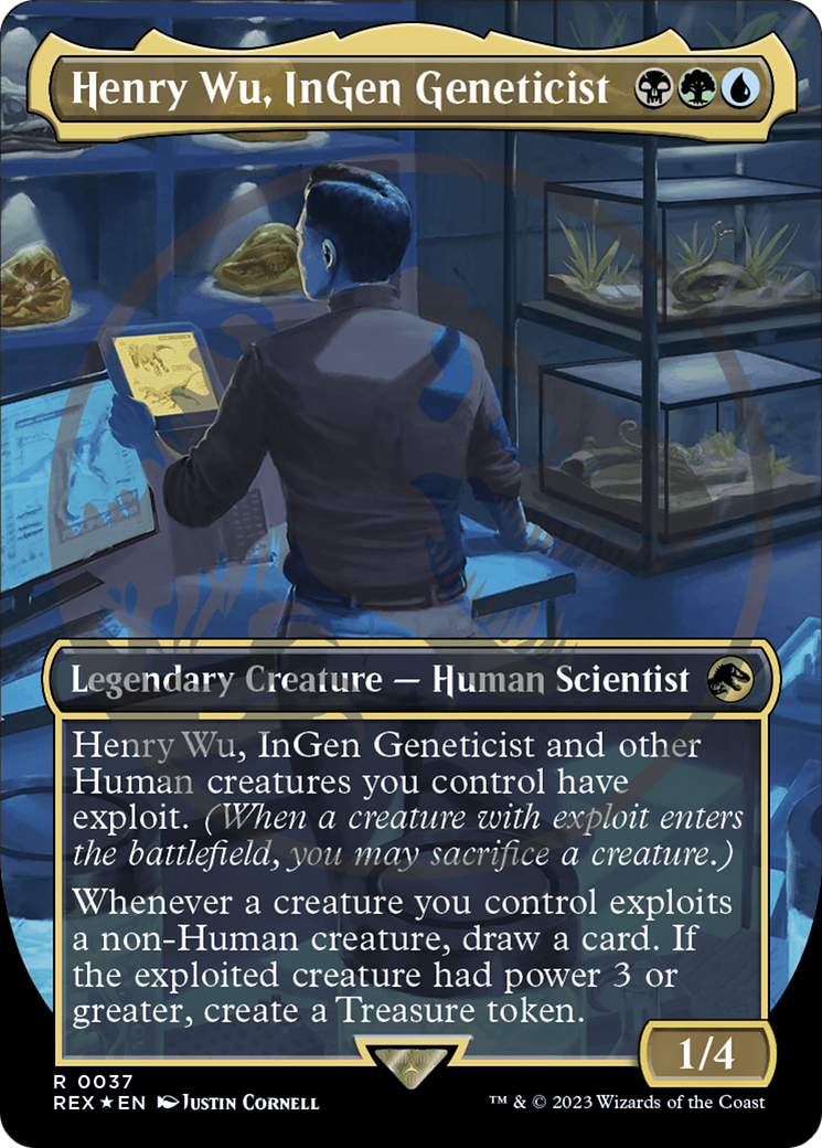 Image of Henry Wu, InGen Geneticist (Borderless) (Emblem) (REX-037) - Jurassic World Collection (Borderless) Foil