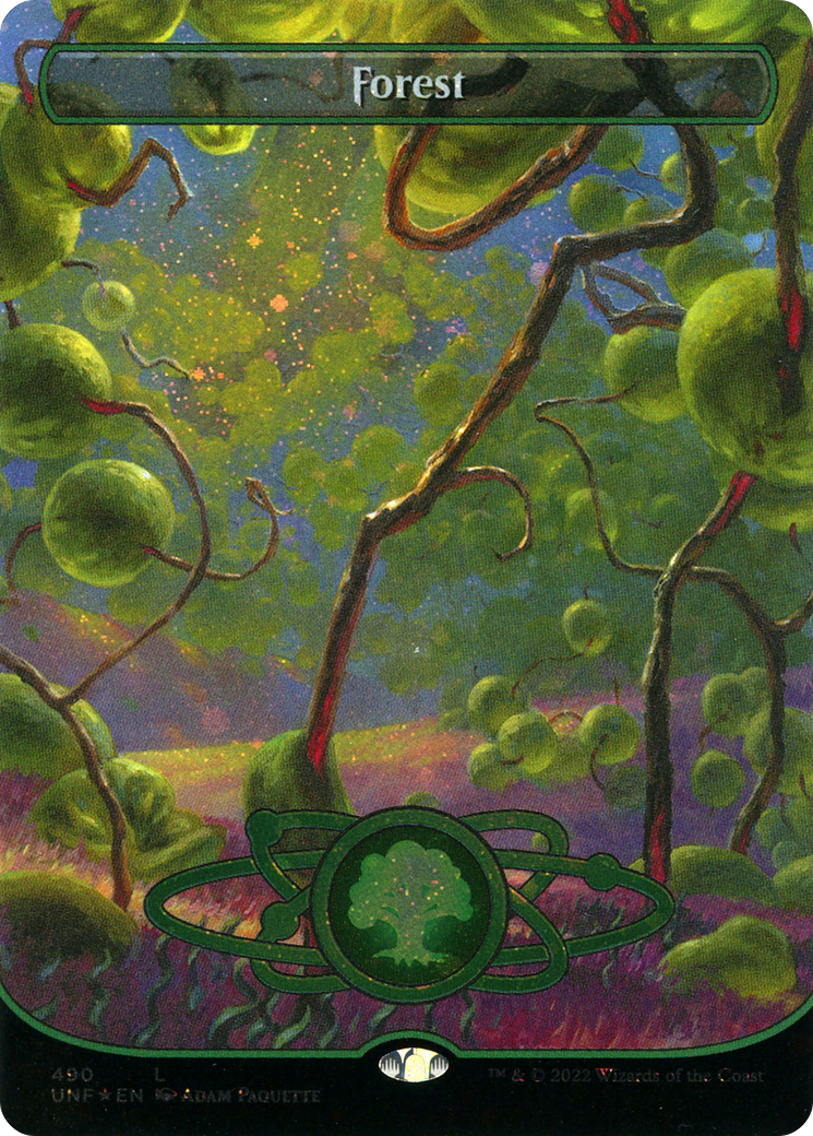 Image of Forest (490) (Borderless) (Galaxy Foil) (UNF-490) - Unfinity Foil