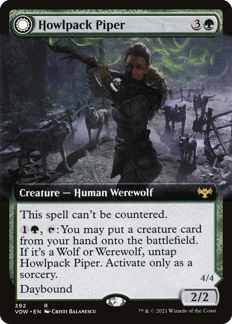 Image of Howlpack Piper (Extended Art) (VOW-392) - Innistrad: Crimson Vow: (Extended Art, Double Faced Transform) Foil
