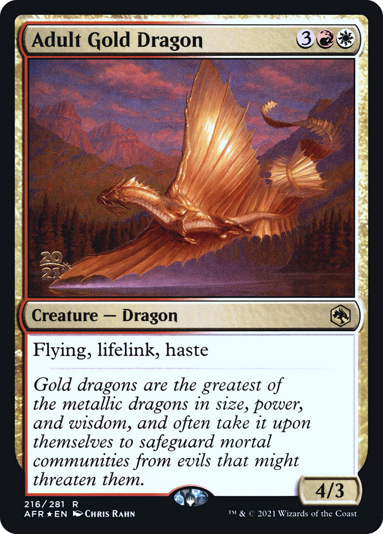 Image of Adult Gold Dragon (PRE-216) - Adventures in the Forgotten Realms Promos Foil