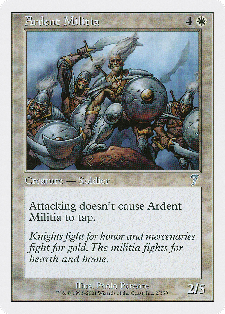 Image of Ardent Militia (7ED-002) - 7th Edition Foil