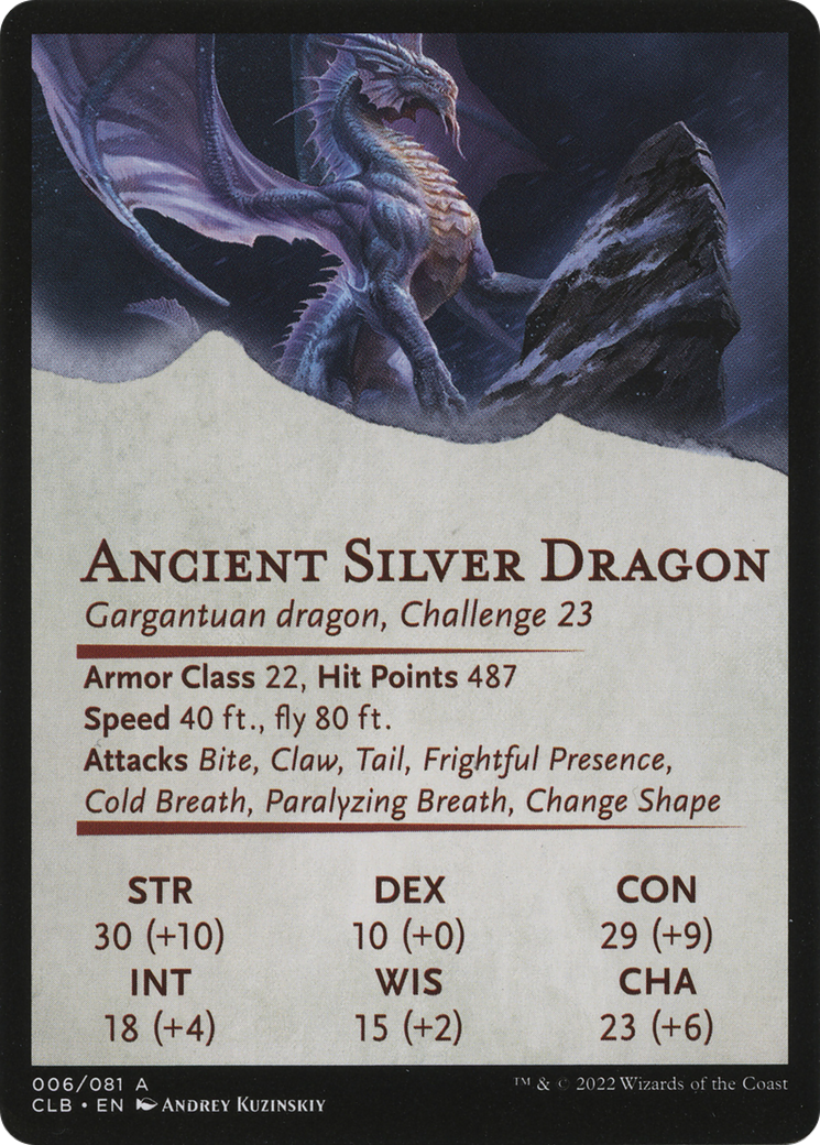 Image of Ancient Silver Dragon // Ancient Silver Dragon (ACLB-006) - Battle for Baldur's Gate Art Series (Borderless)