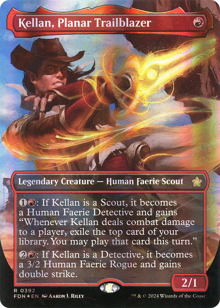 Image of Kellan, Planar Trailblazer (Borderless) (Mana Foil) (FDN-392) - Foundations (Borderless) Foil