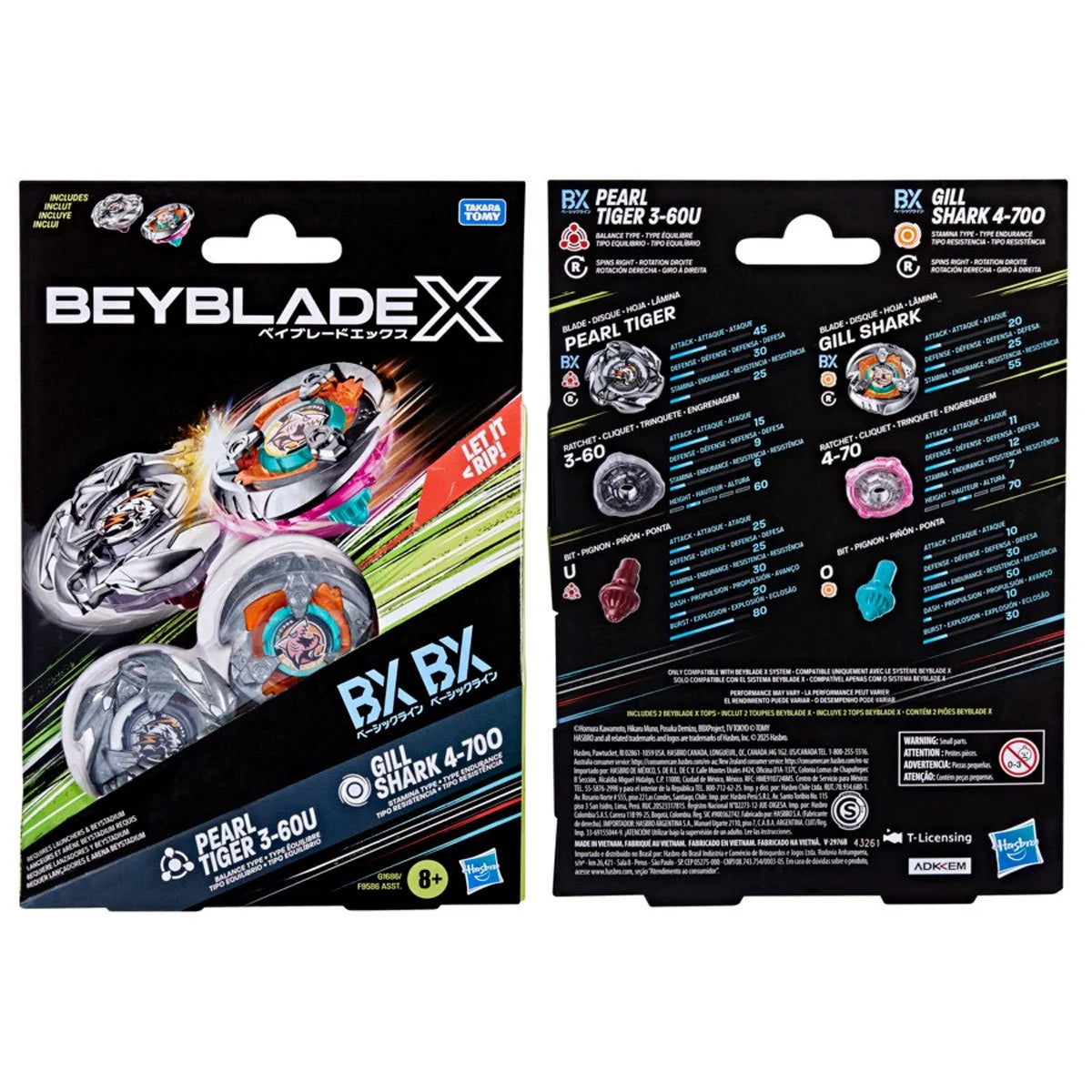 Image of Beyblade X Gill Shark 4-70O BX & Pearl Tiger 3-60U BX Dual Pack Set