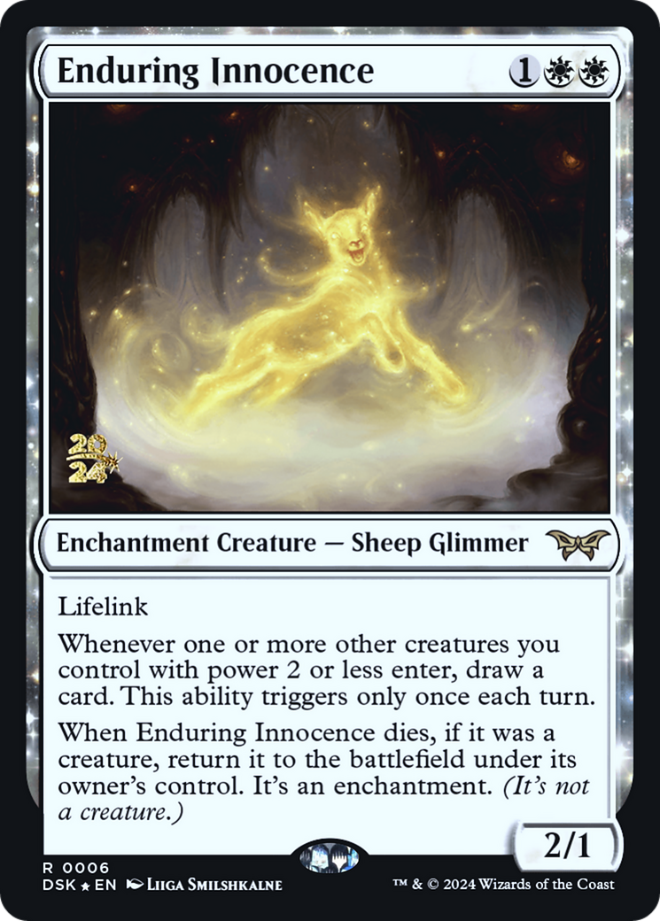 Image of Enduring Innocence (PRE-006) - Duskmourn: House of Horror Promos: (enchantment) Foil